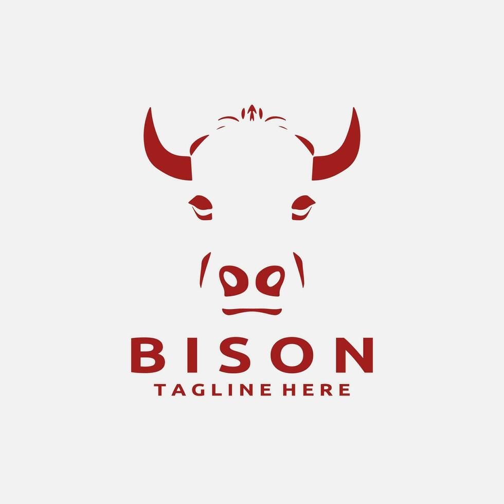 bisonte cabeza logo diseño vector modelo