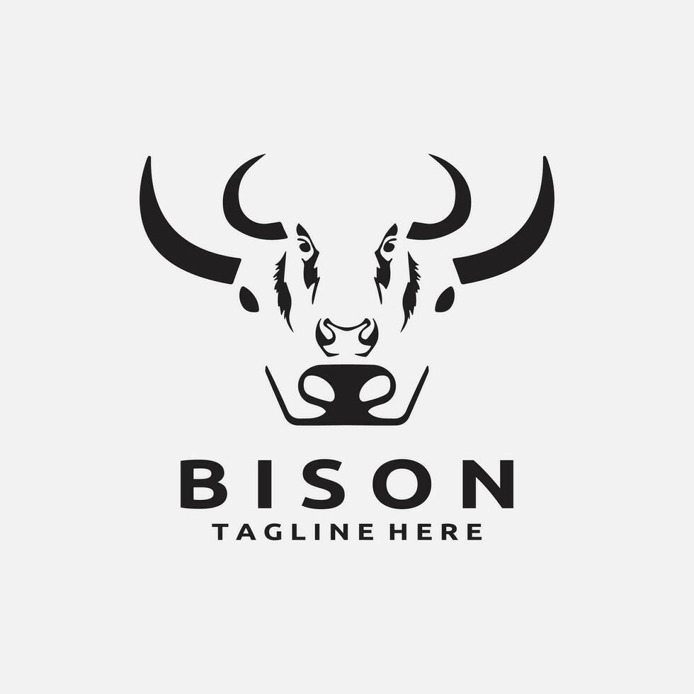 bisonte cabeza logo diseño vector modelo