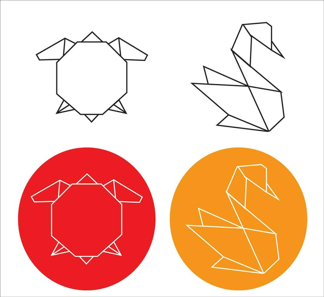 origami animales vector ilustración. animal origami papel. papel Arte ilustración. origami icono conjunto modelo