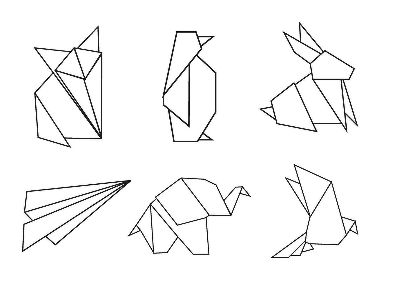 Origami animals vector illustration. Animal origami paper. Paper art illustration. Origami icon set pattern