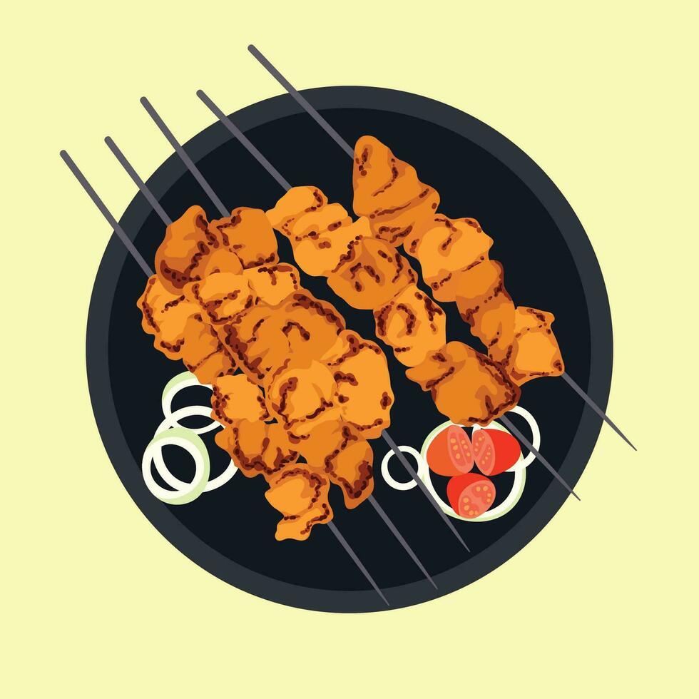 shish tawook food illustration vector