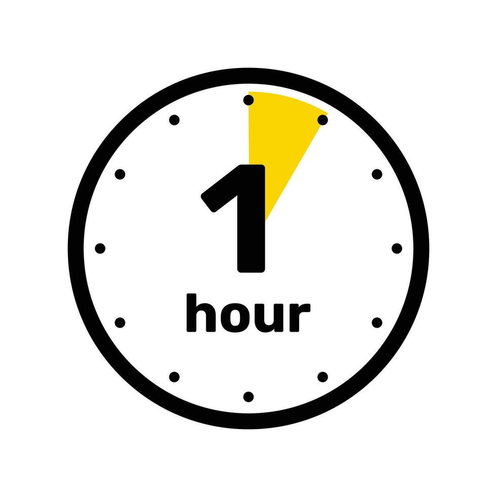 1 hour Analog Clock Icon white background design. vector