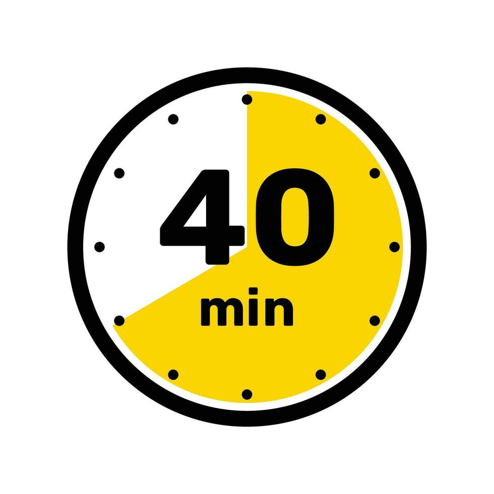 40 Minutes Analog Clock Icon white background design. vector