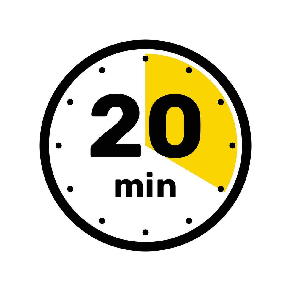 20 Minutes Analog Clock Icon white background design. vector