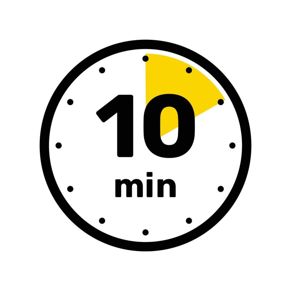 10 Minutes Analog Clock Icon white background design. vector