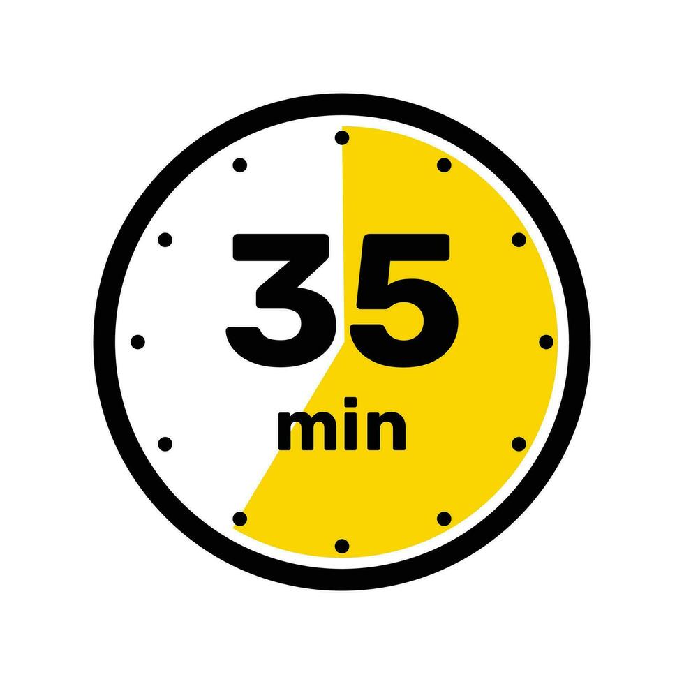 35 minutos término análogo reloj icono blanco antecedentes diseño. vector