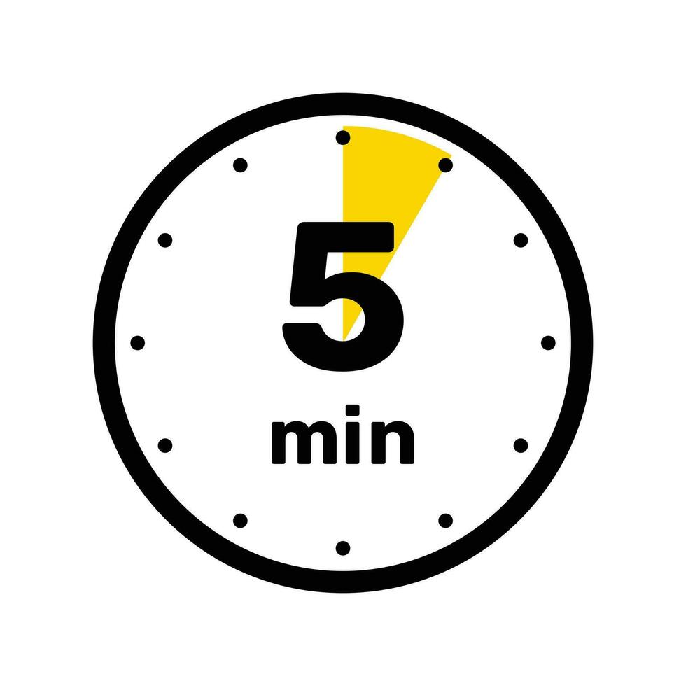 5 5 minutos término análogo reloj icono blanco antecedentes diseño. vector