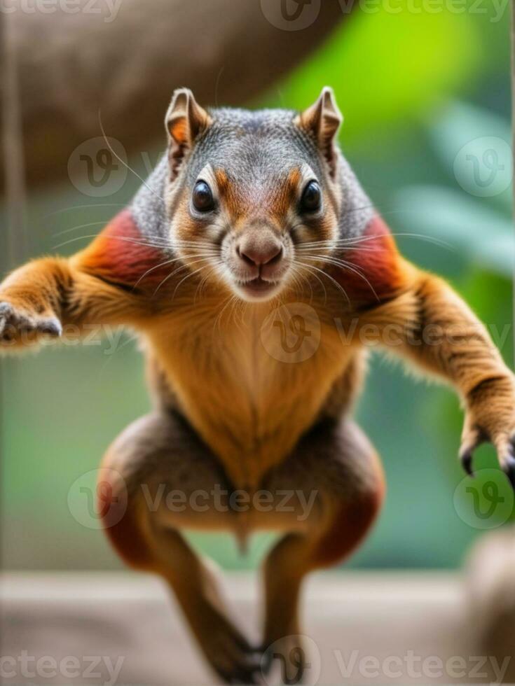 AI generated a squirrel is sitting on a branch photo