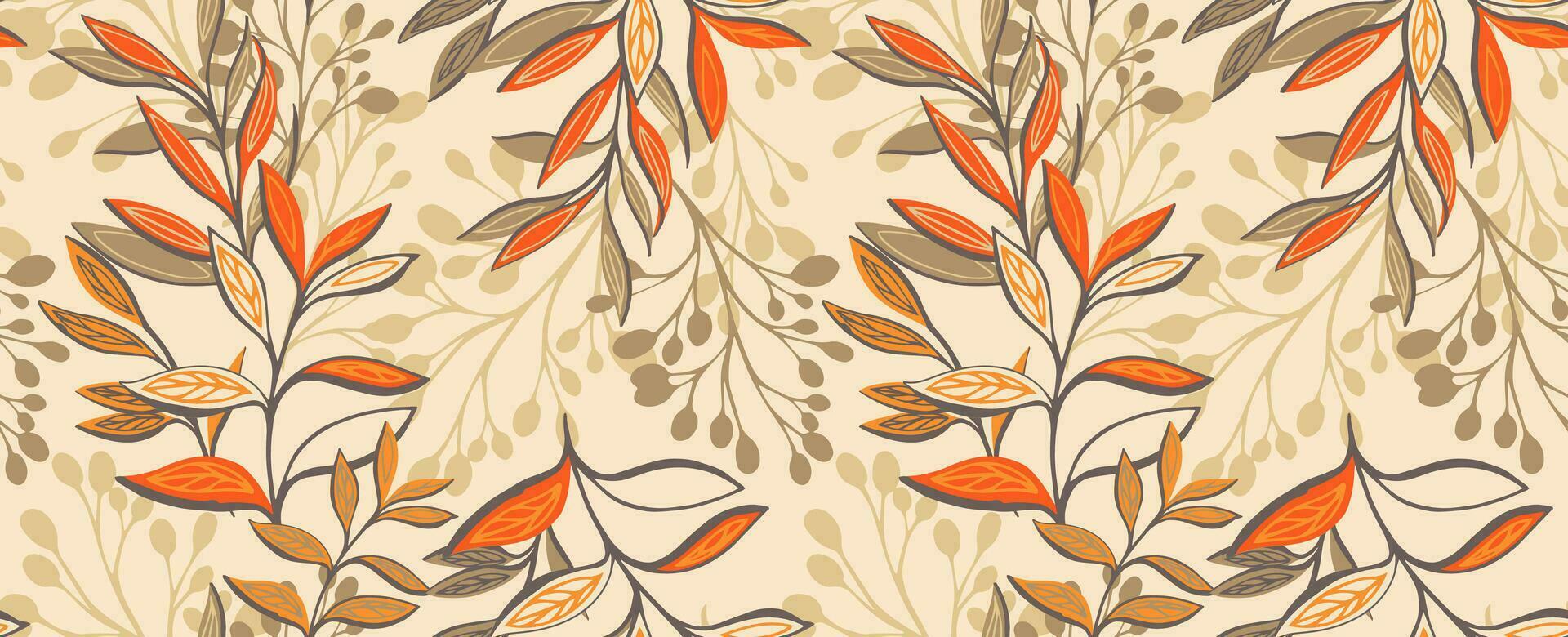 Creative tropical botanical seamless pattern. Abstract colorful shape leaves branches background. Stylized floral leaf printing. Vector hand drawn sketch. Design for fashion, fabric and textiles.