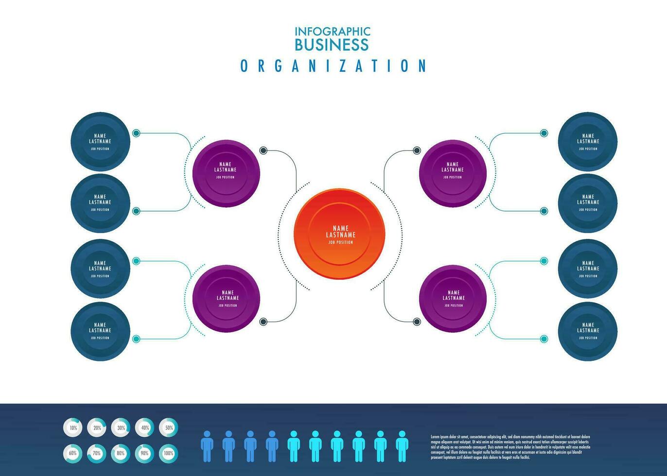Infographic for business organization chart model department template, easily to change title and use could apply data timeline diagram roadmap report or progress presentation. vector