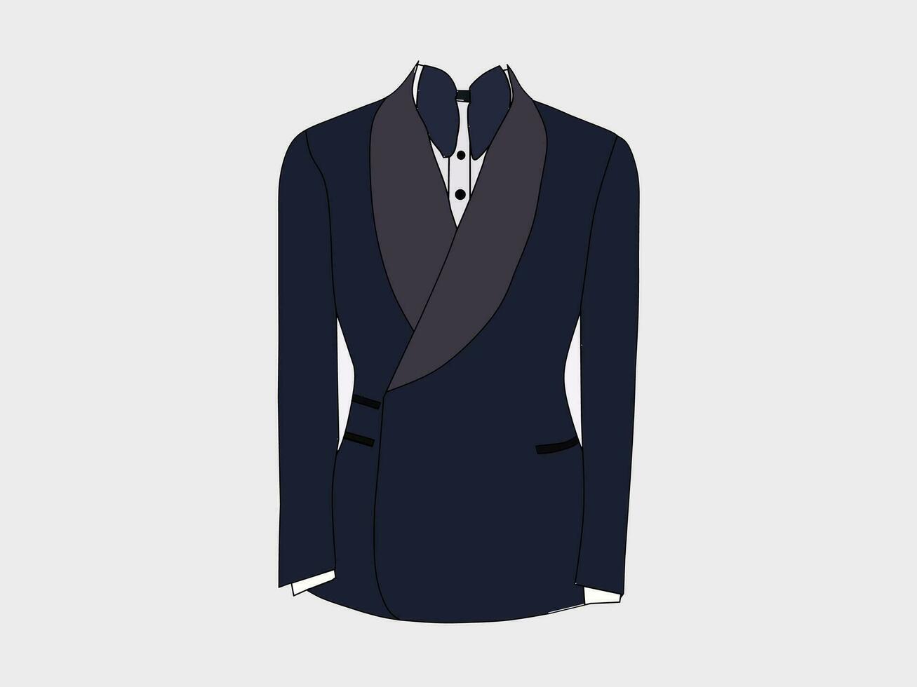 Vector illustration of Tuxedo wearing dark blue color on white background.