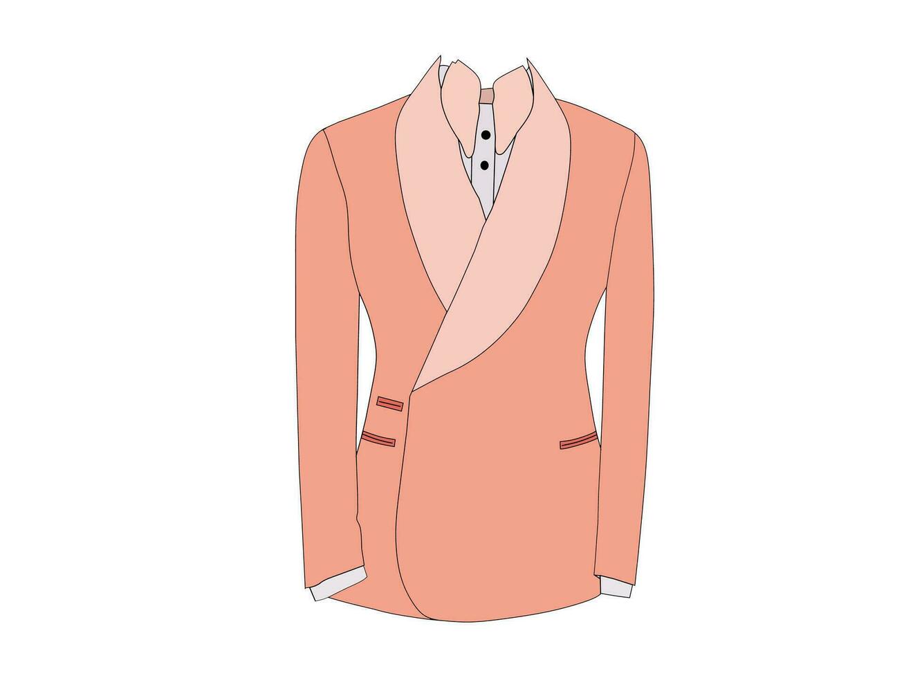 Vector illustration of Tuxedo wearing orange color on white background.