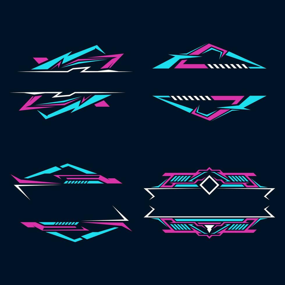 Collection of modern gaming borders. Racing style badge. Futuristic blank badge logo vector