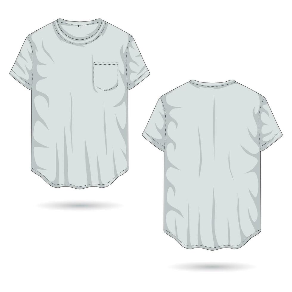 blanco camiseta Bosquejo frente y espalda ver vector