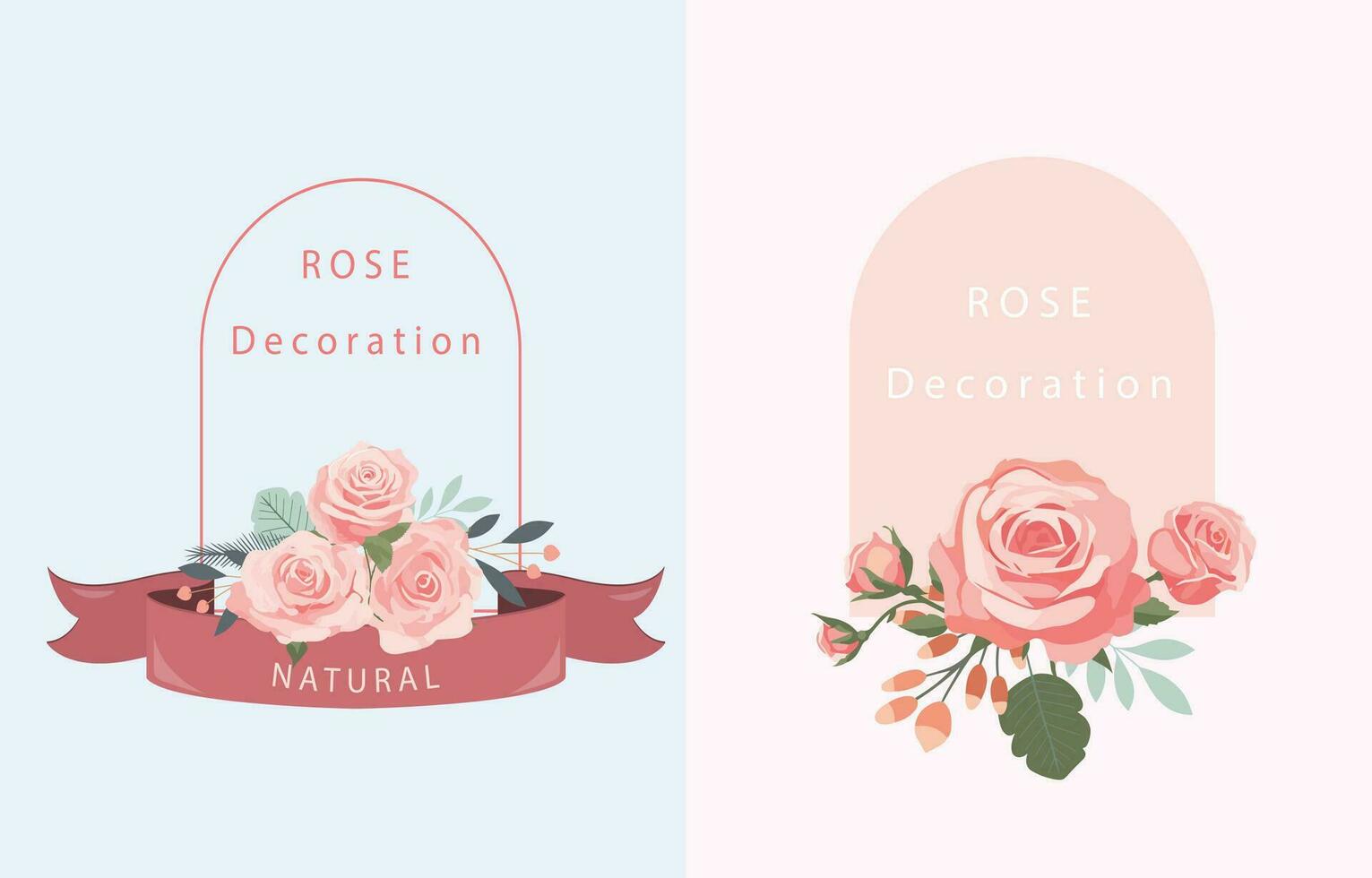 pink rose object element set with leaf.illustration vector for postcard,sticker