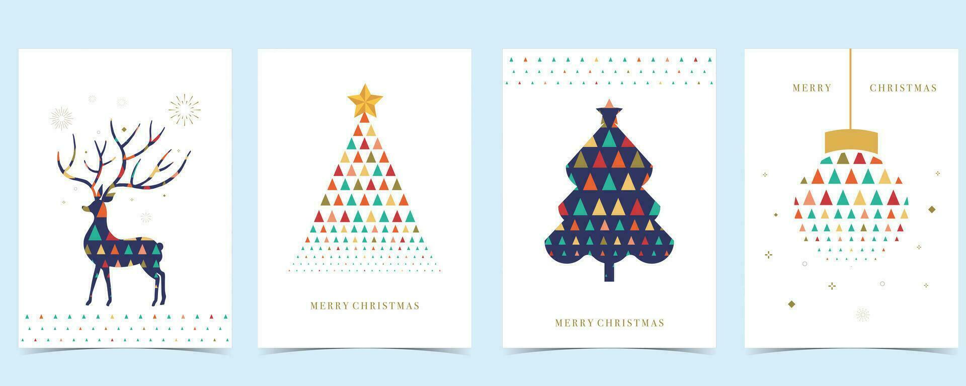 Navidad geométrico antecedentes 2024 con Navidad árbol, reno.editable vector ilustración para postal, a4 Talla