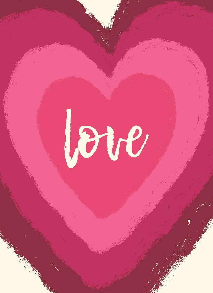 Modern abstract card with grunge textured hearts and typography. Valentines day concept. Template for card, poster, invitation, celebration, cover, sales vector