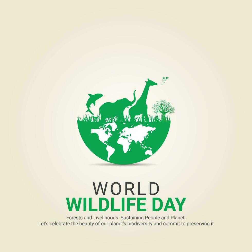 World Wildlife Day, banner vector illustration,vector wild animals