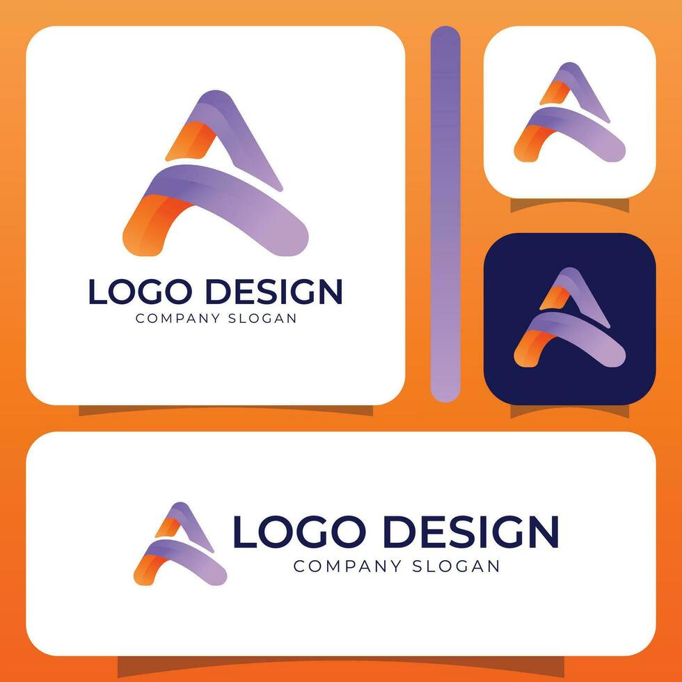 un letra logo diseño con un púrpura y naranja color esquema vector