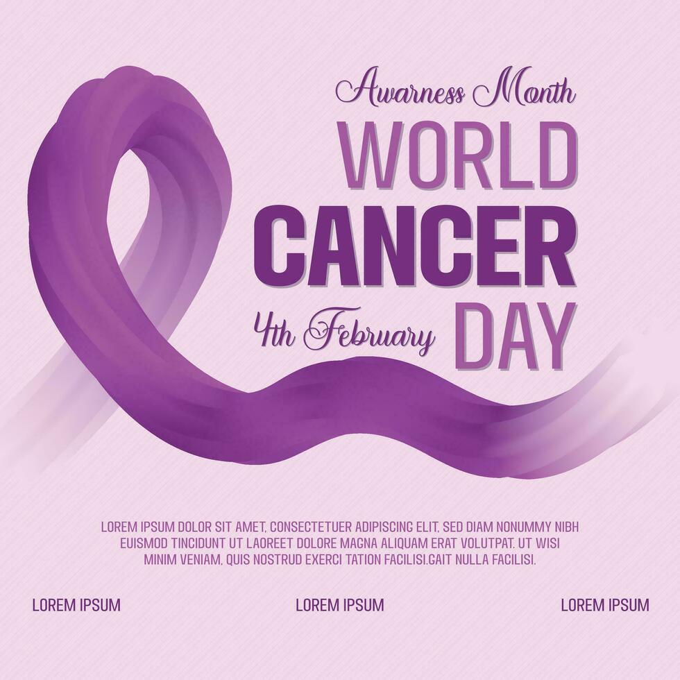 World Cancer Day poster background template design with ribbon symbol vector illustration