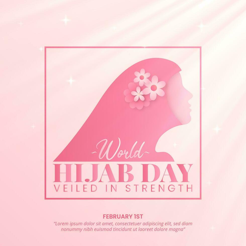 World Hijab Day background with a silhouette muslim woman with flowers vector