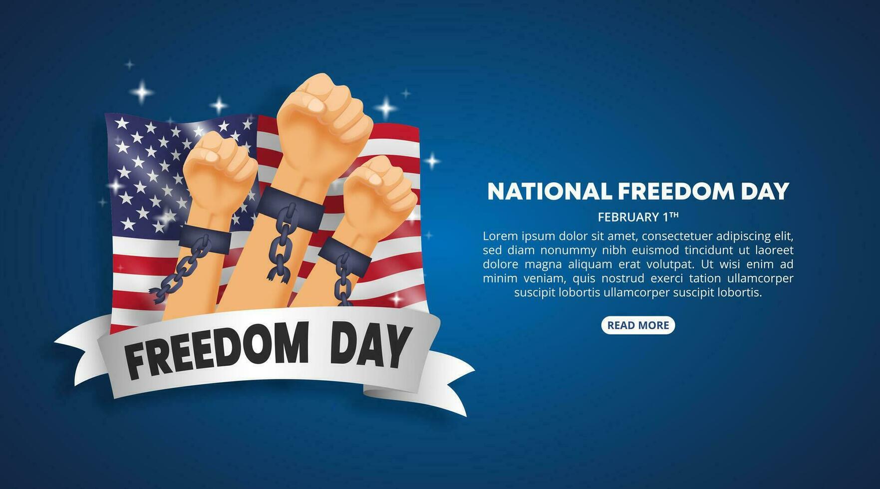 National Freedom Day background with freedom hands and flag vector