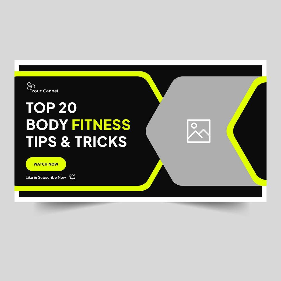 Daily fitness lifestyle training tips and tricks thumbnail banner design, exercise techniques video thumbnail banner, fully editable vector eps 10 file format