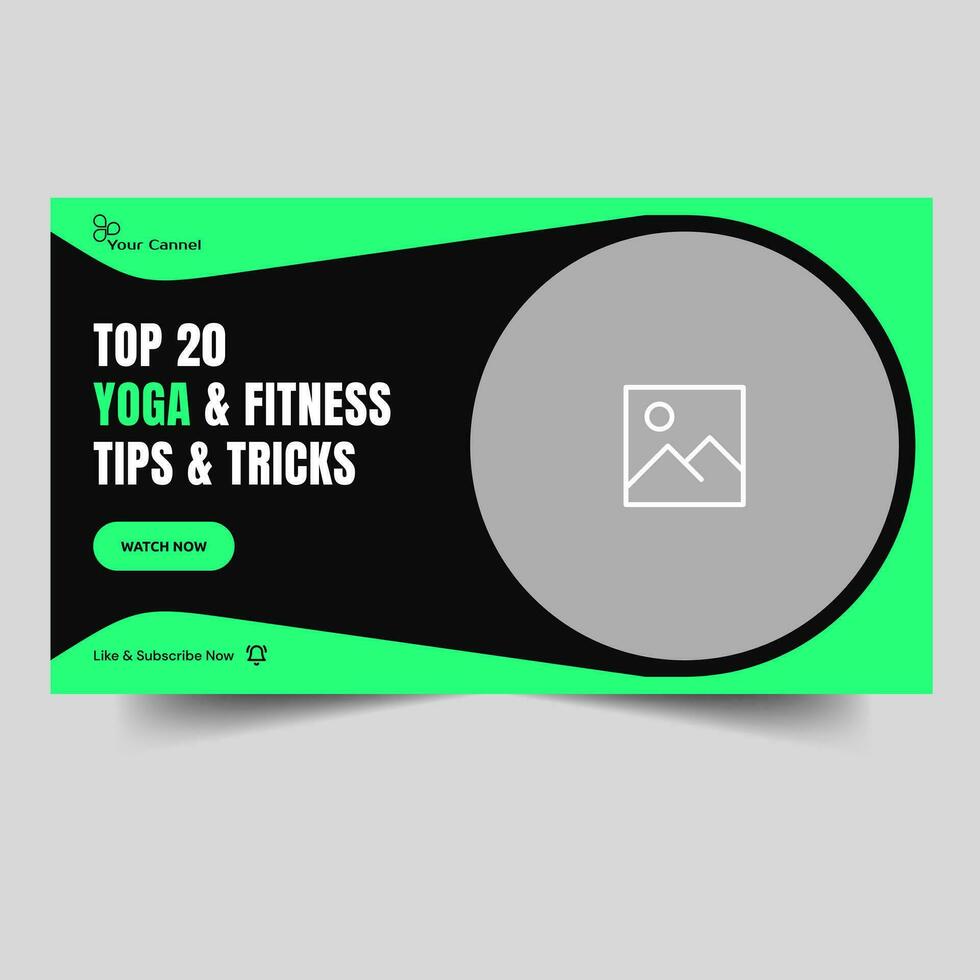 Daily yoga and fitness training tricks video thumbnail banner design, workout techniques video thumbnail banner design, fully editable vector eps 10 file format