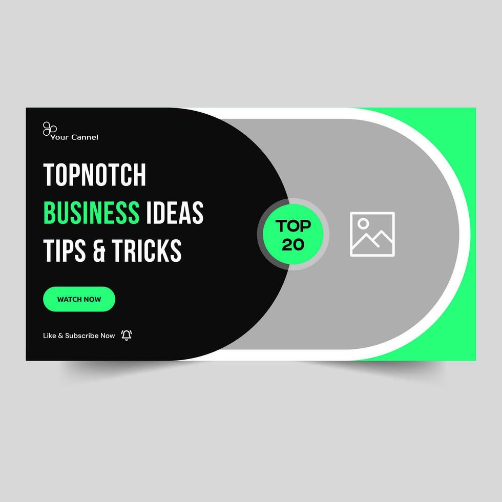 Trendy business idea tips and tricks video thumbnail banner design, business grow concept video cover banner design, fully editable vector eps 10 file format