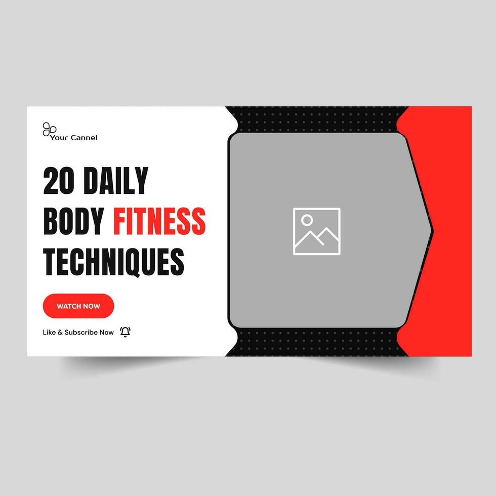 Fully editable vector illustration exercise training tips and tricks thumbnail banner design, fitness body techniques video cover banner design, vector eps 10 file format