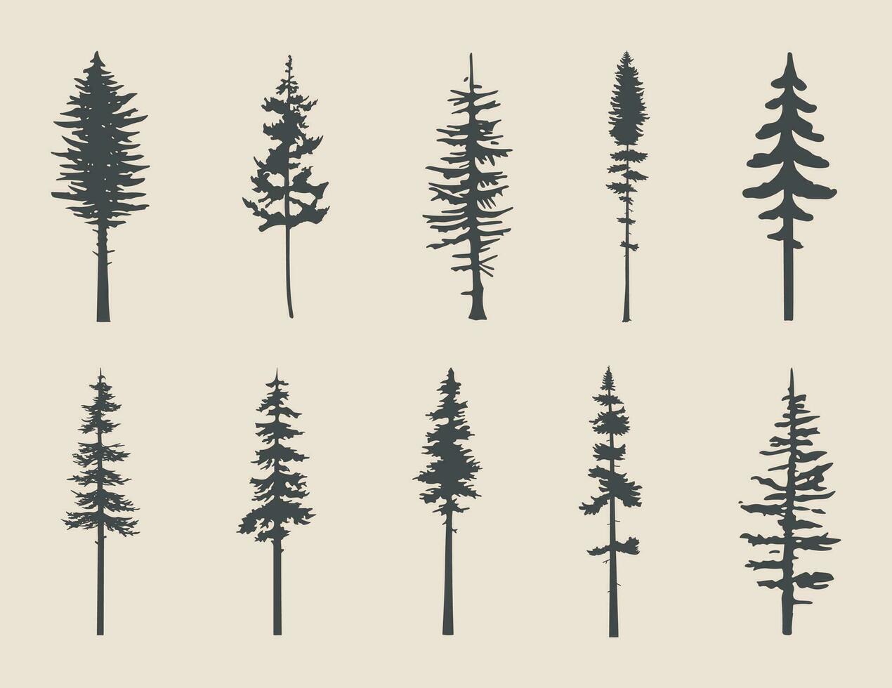 professional pine trees silhouette vector art