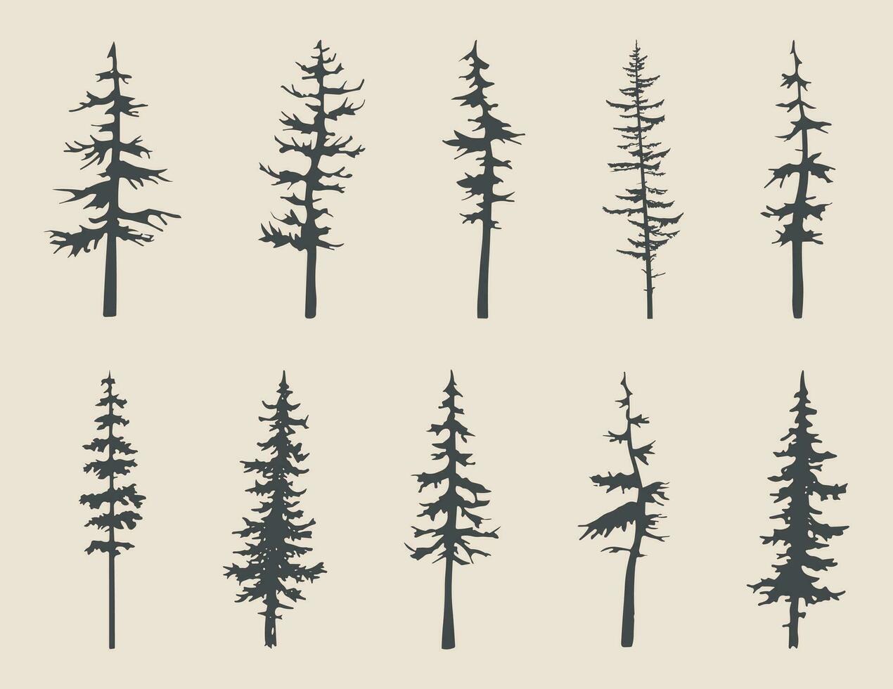 professional pine trees silhouette vector art