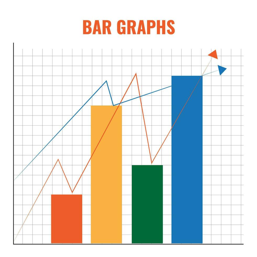 Bar Graph, chart, Business data design elements for web, report, presentation, finance analysis. Vector illustration.