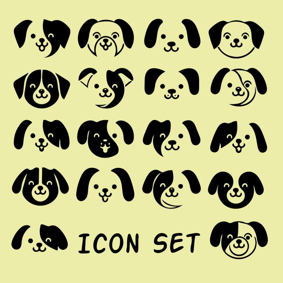 Icon set of Dog head, vector design of dog icon