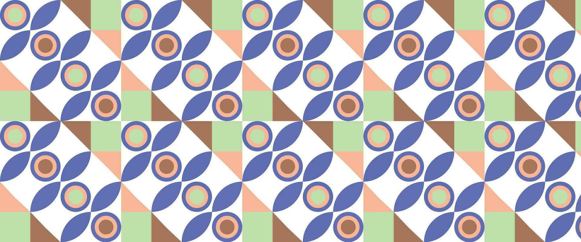 Geometric pattern vector background with Scandinavian abstract color or Swiss geometry prints of rectangles, squares and circles shape design