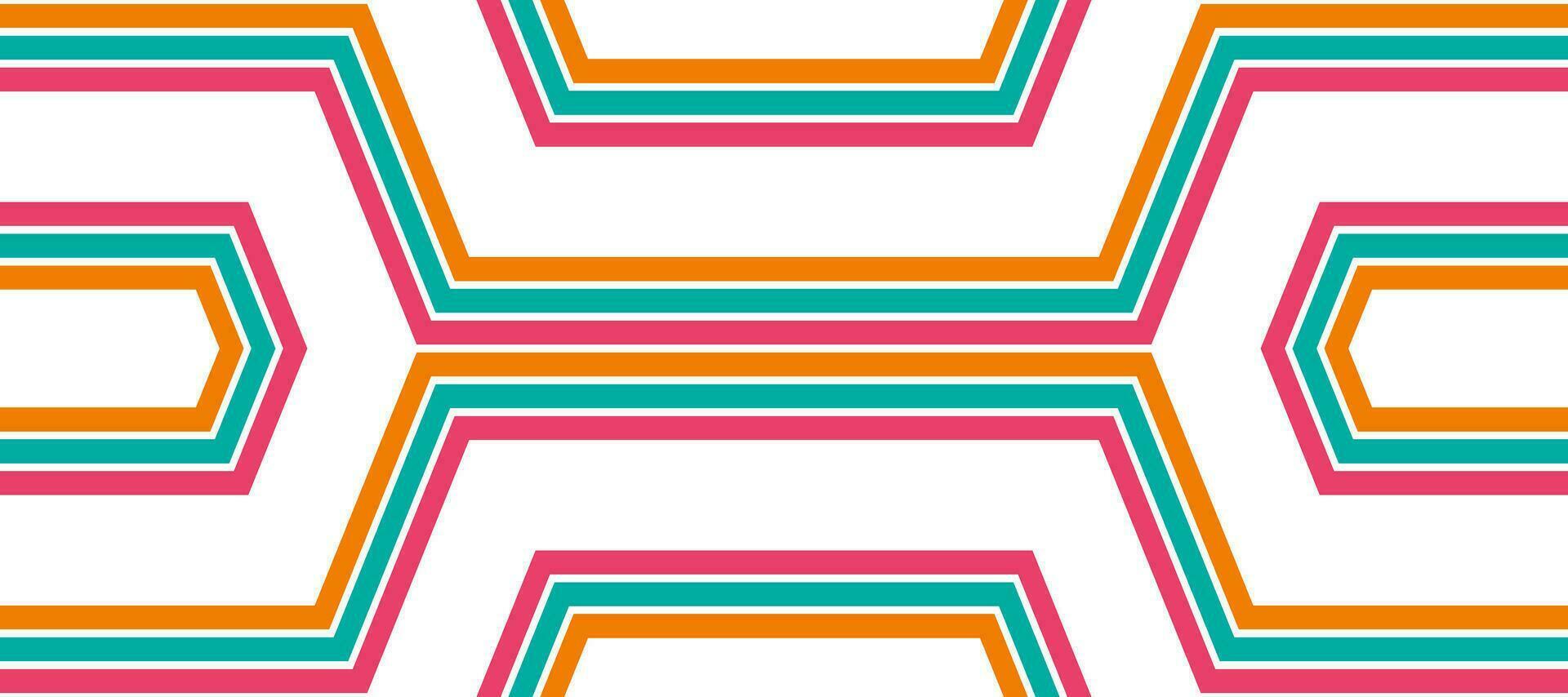 classic colorful hexagon thin stripes line design background vector