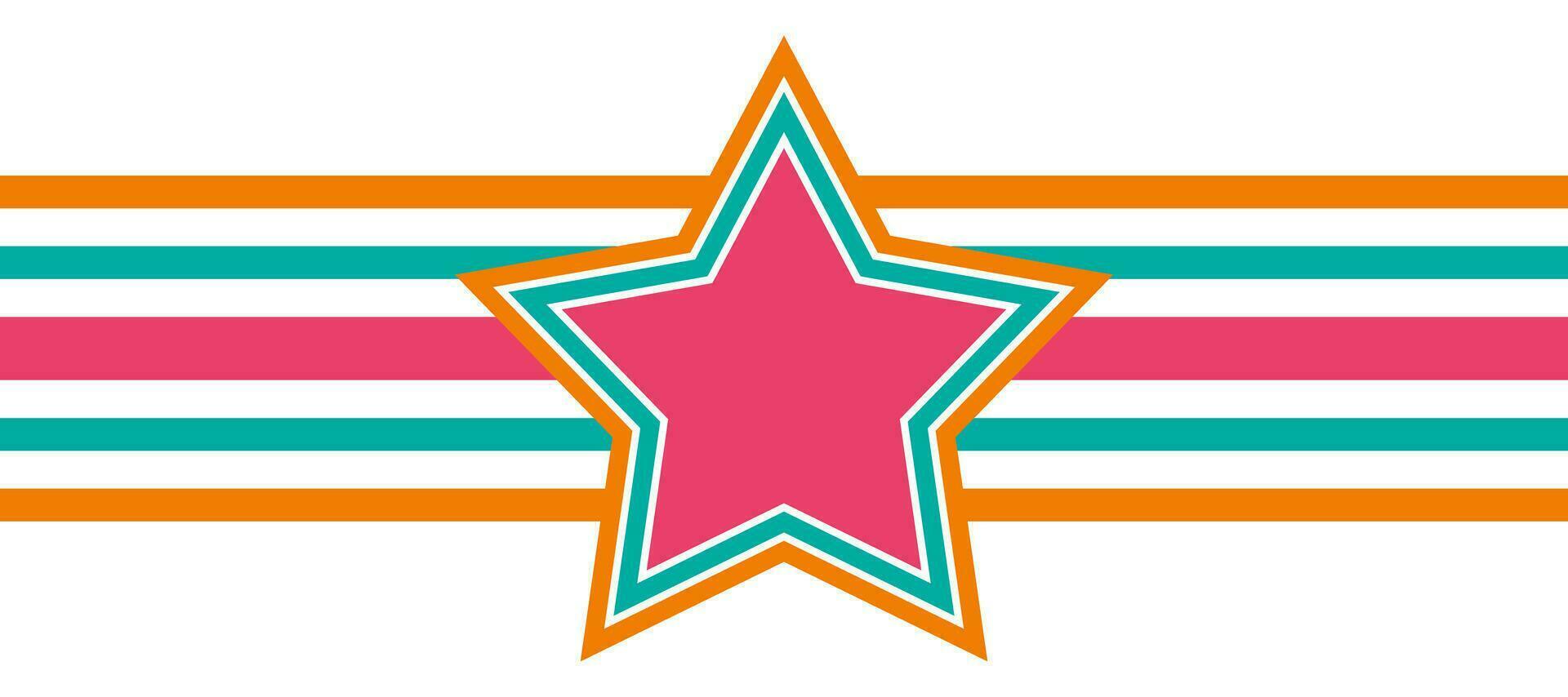 colorful outline star with stripes lines geometric design background vector
