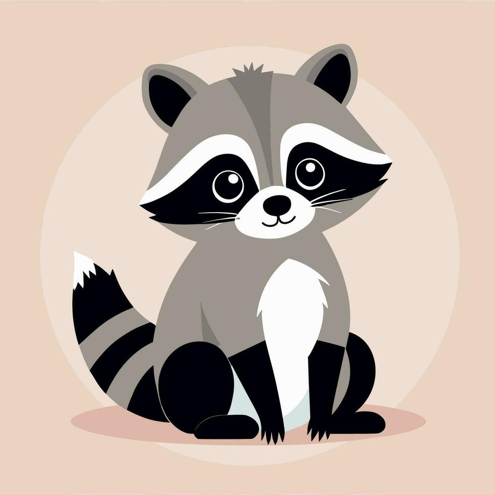 lindo, mapache, vector, ilustración vector