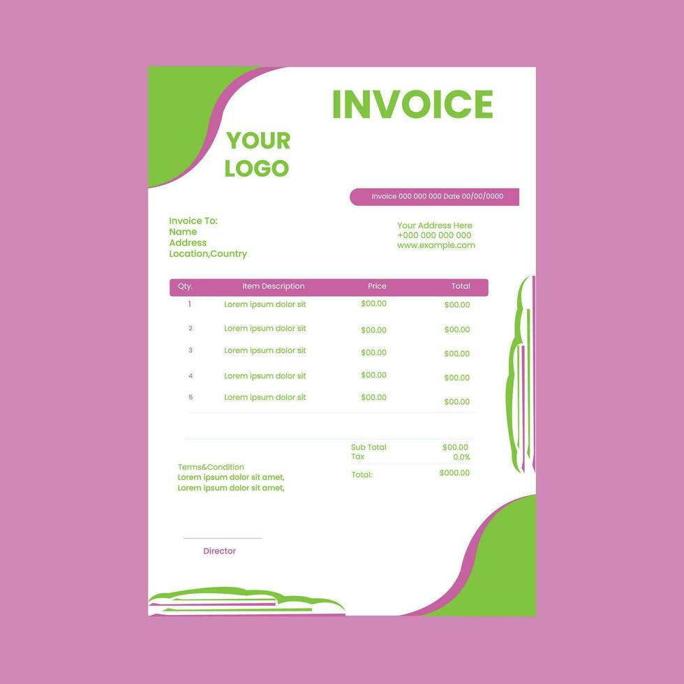Invoice template design 36313397 Vector Art at Vecteezy