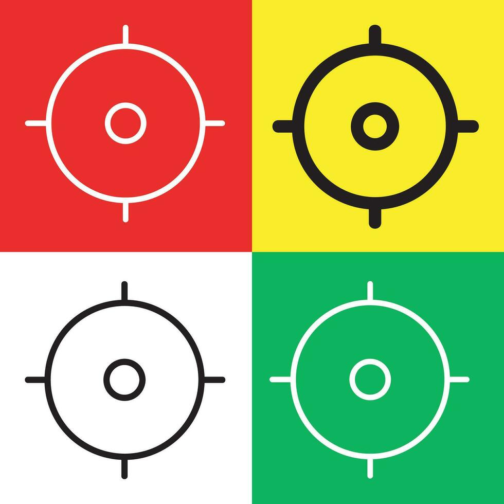 Location Vector Icon, Outline style icon, from Adventure icons collection, isolated on Red, Yellow, White and Green Background.