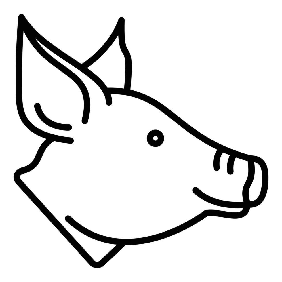 Pig Vector Icon, Lineal style icon, from Animal Head icons collection, isolated on white Background