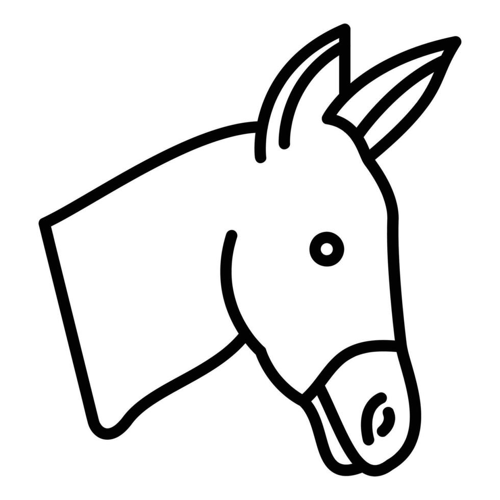 Donkey Vector Icon, Lineal style icon, from Animal Head icons collection, isolated on white Background.