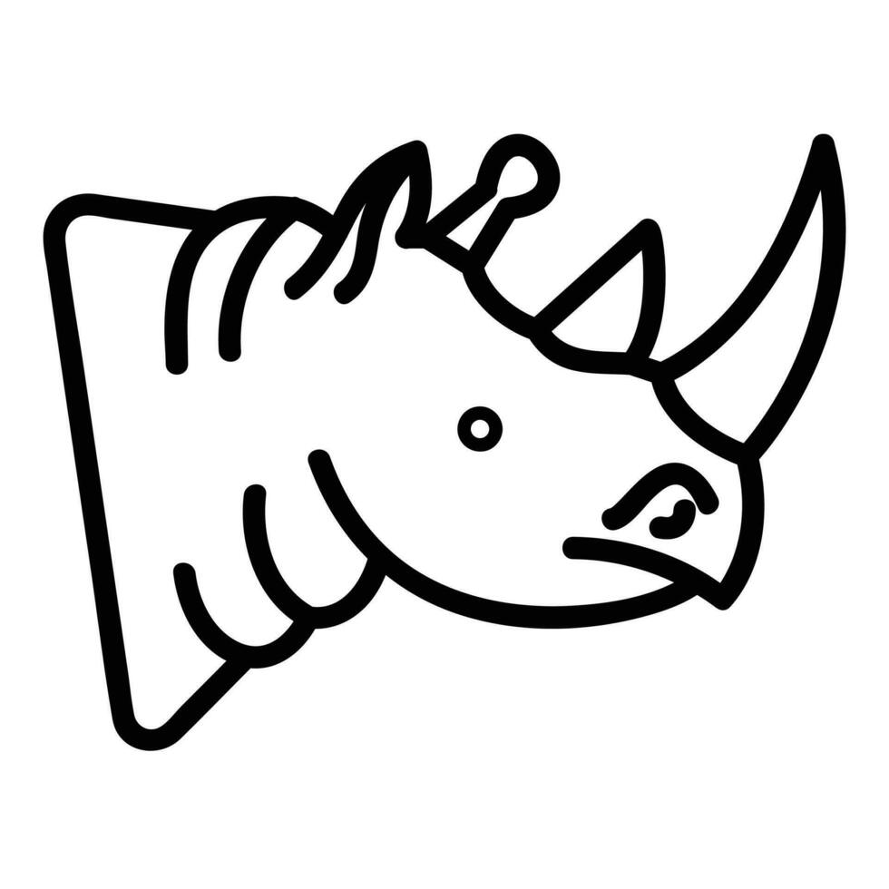 Rhinoceros Vector Icon, Lineal style icon, from Animal Head icons collection, isolated on white Background.