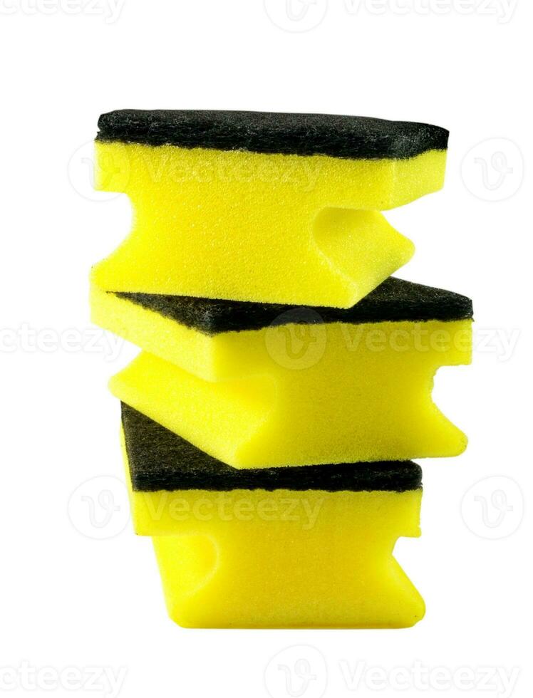 cleaning sponges on white photo