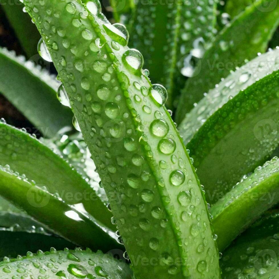 AI generated Healthy green aloe vera plants photo