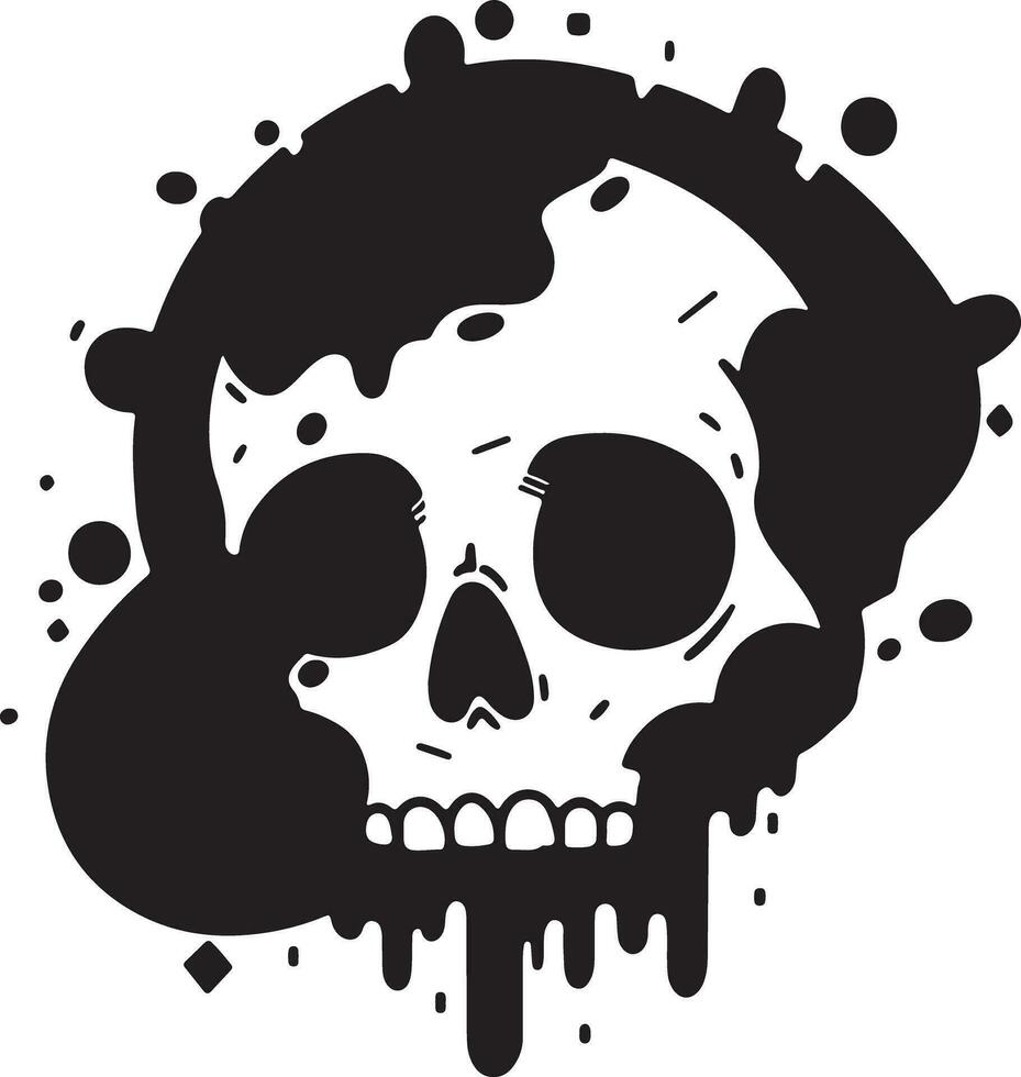 AI generated monochrome doodle of a skull with bold line vector