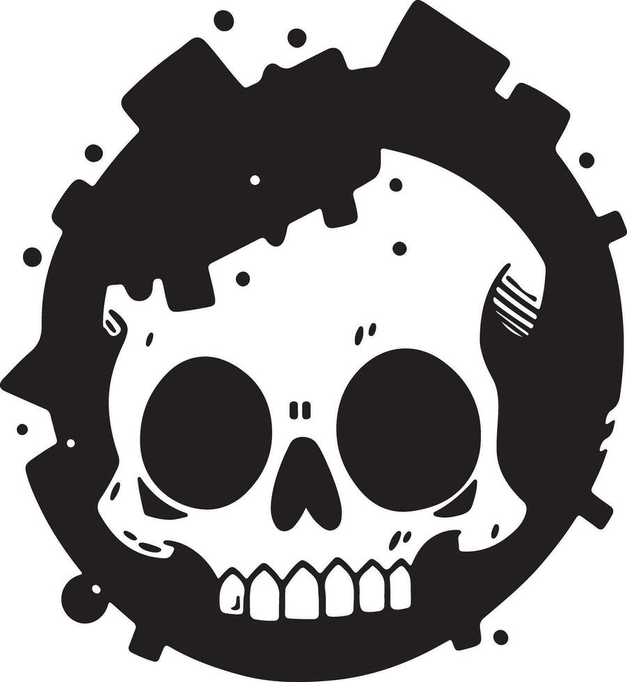 AI generated monochrome doodle of a skull with bold line vector
