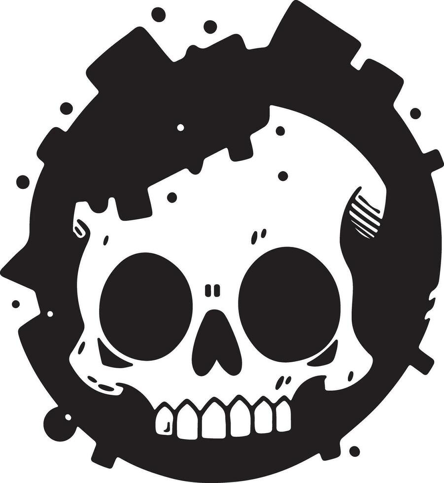 AI generated monochrome doodle of a skull with bold line vector