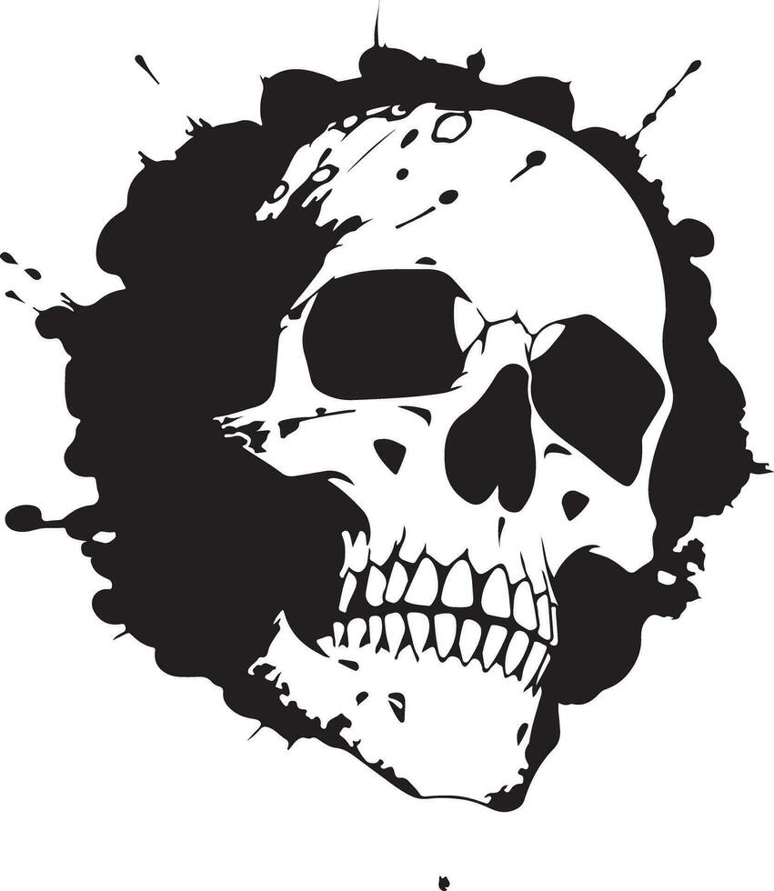 AI generated monochrome doodle of a skull with bold line vector