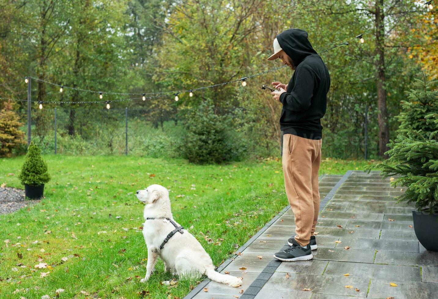 Man playing with drone photo